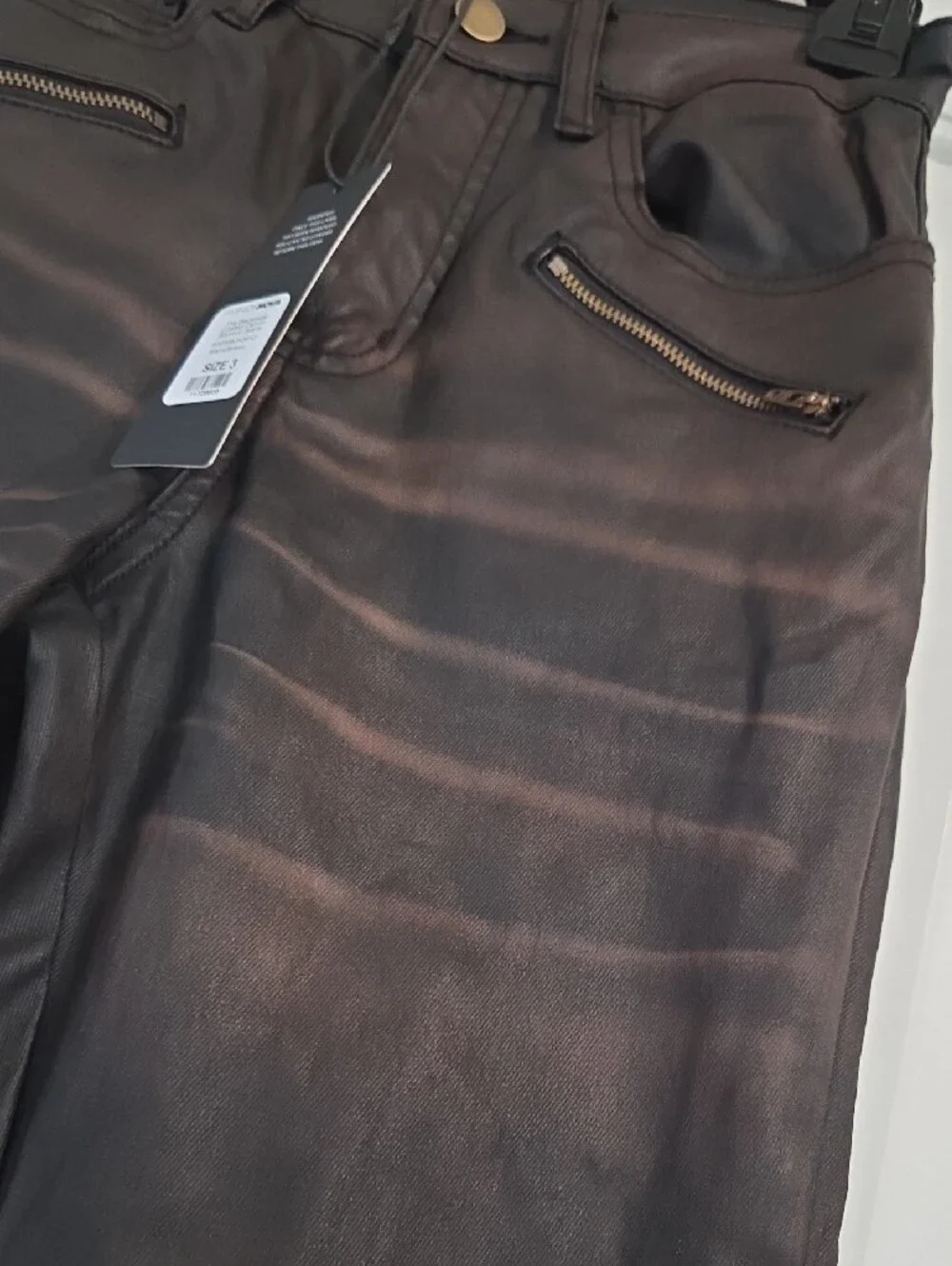 Fashion Nova Dark Brown Snap-Detail Bootcut Pants